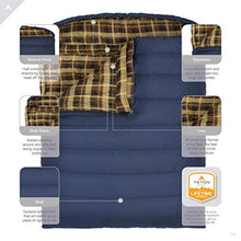 Load image into Gallery viewer, TETON Sports Mammoth +20F Queen-Size Double Sleeping Bag; Warm and Comfortable for Family Camping , Blue Taffeta, 94" x 62"