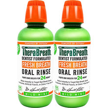 Load image into Gallery viewer, TheraBreath Fresh Breath Dentist Formulated Oral Rinse, Mild Mint, 16 Ounce (Pack of 2)