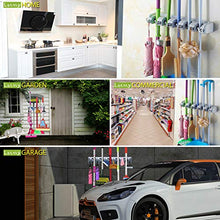 Load image into Gallery viewer, LETMY Broom Holder Wall Mounted - Mop and Broom Hanger Holder - Garage Storage Rack & Garden Tool Organizer - 5 Position 6 Hooks for Home, kitchen, Garden, Tools, Garage Organizing