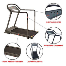 Load image into Gallery viewer, Sunny Health & Fitness Walking Treadmill with Low Wide Deck and Multi-Grip Handrails for Balance, 295 LB Max Weight - SF-T7857,Black
