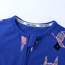 Load image into Gallery viewer, Kids Tales Baby Boys Girls Zipper Short Sleeve Pajama Sleeper Cotton Romper(Size 3M-3T) Blue
