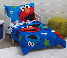 Load image into Gallery viewer, Sesame Street Awesome Buds Elmo/Cookie Monster 4 Piece Toddler Bed Set, Blue/Red/Green