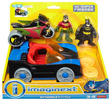 Load image into Gallery viewer, Fisher-Price Imaginext DC Super Friends, Batmobile & Cycle, What’s the coolest way for kids to cruise around Gotham City