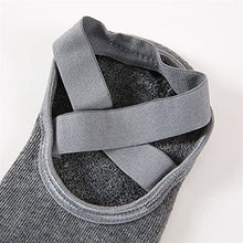 Load image into Gallery viewer, JKLO 3 Pairs Women Bandage Yoga Socks Quick-Dry Damping Pilates Ballet Socks Good Grip for Women Cotton Socks 908 (Color : Style 3 Gray, Size : 5 Pairs One Size)