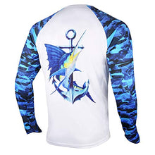Load image into Gallery viewer, Palmyth Fishing Shirt for Men Long Sleeve Sun Protection UV UPF 50+ T-Shirts with Pocket (Sailfish/Anchor, Medium)