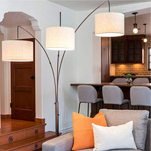 Load image into Gallery viewer, Brightech Trilage Arc Floor Lamp w/Marble Base - 3 Lights Hanging Over The Couch from Behind - Multi Head Arching Tree Lamp - for Mid Century, Modern & Contemporary Rooms - Oil Rubbed Bronze