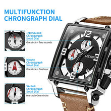 Load image into Gallery viewer, MEGIR Men's Analogue Army Military Chronograph Luminous Quartz Watch with Fashion Leather Strap for Sport & Business Work ML2061G (Brown)