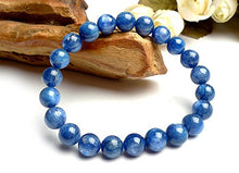 Load image into Gallery viewer, Natural Blue Kyanite Gemstone Crystal Stretch Round Bead Bracelet AAA 8mm