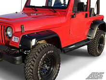 Load image into Gallery viewer, APS Off-Road Side Steps Armor Compatible with 1987-2006 Wrangler Sport Utility 2-Door iArmor Style Aircraft Aluminum Off-Road Black Side Steps Armor