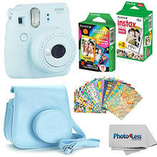 Load image into Gallery viewer, Fujifilm Instax Mini 9 Instant Film Camera (Ice Blue) - Fujifilm Instax Mini Instant Film, Twin Pack - Fujifilm Instax Mini Rainbow Film - Case for Fuji Mini Camera – Fuji Instax Accessory Bundle