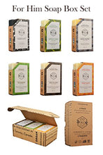 Load image into Gallery viewer, Crate 61 "For Him" Soap 6-Pack Box Set, 100% Vegan Cold Process Bar Soap, scented with premium essential oils and natural flavors, for men and women, face and body, alpine & spice, eucamint, tango mango, oatmeal shea, patchouli lime, activated charcoal