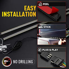 Load image into Gallery viewer, OPL5 Triple Tailgate Light Bar 48 inch Waterproof Plug-and-Play Aluminum Frame No Drill Install Amber Turn Signal, Red Brake/Running, White Reverse Lights for Pickup Truck(48" Yellow Turn Signals)