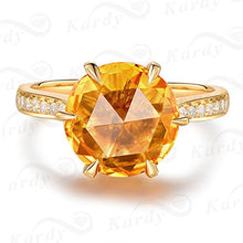 Load image into Gallery viewer, Wedding Engagement Solid 14K Yellow Gold Natural Citrine Gemstone Diamond Ring Finger Sizes 4 to 13 for Women