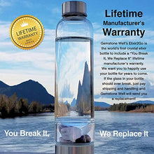 Load image into Gallery viewer, Crystal Water Bottle Elixir Set | Includes Authentic Amethyst & Clear Quartz Crystals And Healing Stones | Black Neoprene Sleeve | Drink Gem Infused Water On The Go