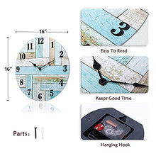 Load image into Gallery viewer, NIKKY HOME 16 Inch Beach Wall Clock, Rustic Silent Noiseless Spliced Wooden Coastal Nautical Battery Operated Clock for Bathroom, Kitchen