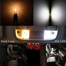 Load image into Gallery viewer, Alla Lighting CANBUS 194 LED Bulb Super Bright 168 175 2825 W5W Bulb 6000K White 3014 SMD 12V T10 LED Replacement Bulbs Car License Plate Interior Map Dome Trunk Door Courtesy Lights Bulbs (Set of 10)