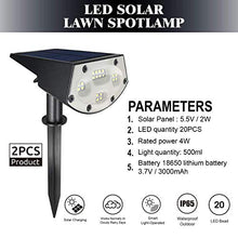 Load image into Gallery viewer, WBM Smart 20 LEDs Solar Landscape Spotlights, IP67 Waterproof, 2-in-1 Wireless Outdoor Security Lights for Yard Garden Driveway Porch Walkway Pool Patio, 4 Pack