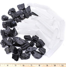 Load image into Gallery viewer, Dancing Bear Black Tourmaline & Selenite Combo Pack (1 LB Each) Bulk Rough Raw Natural Stones for Good Vibes, EMF & Radiation Protection, Healing Crystals, Info Cards, Cleansing Energy, Made in USA
