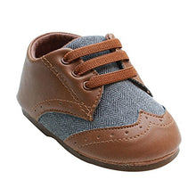 Load image into Gallery viewer, Kuner Baby Boys Brown Pu Leather +Canvas Rubber Sole Outdoor First Walkers Shoes (13.5cm(12-18months))