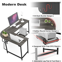 Load image into Gallery viewer, Teraves Modern L-Shaped Desk Corner Computer Desk Home Office Study Workstation Wood & Steel PC Laptop Gaming Table (Small, Black Oak)