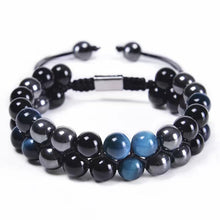 Load image into Gallery viewer, Handmade Triple Protection Bracelet for Men, Crystals Bracelet Contains Hematite Crystal, Black Obsidian and Blue Tiger Eye Bracelet, Healing Bracelets for Women Bring Happiness, Good Luck, Blue