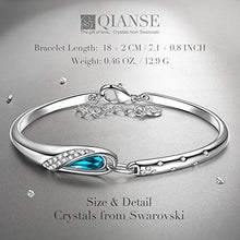 Load image into Gallery viewer, QIANSE Mothers Day Bracelets Gifts for Her for Women Bangle Bracelets Blue Swarovski Crystal White Gold Plated Bracelet Jewelry for Birthday Gift for Girlfriend Daughter Wife Girlfriend Girls