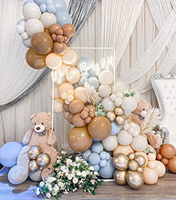 Load image into Gallery viewer, 146PCS Brown Nude Coffee Blue Boho Balloons Balloon Garland Arch Kit, Safari Wild One Teddy Bear We Can Bearly Wait Baby Shower Gender Reveal Birthday Theme Party Decorations for Boys Boy Girl