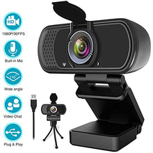 Load image into Gallery viewer, 1080P Webcam,Live Streaming Web Camera with Stereo Microphone, Desktop or Laptop USB Webcam with 110 Degree View Angle, HD Webcam for Video Calling, Recording, Conferencing, Streaming, Gaming