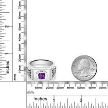 Load image into Gallery viewer, Gem Stone King 2.09 Ct Cushion Purple Amethyst White Topaz 925 Sterling Silver Men's Ring (Size 11)