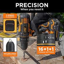 Load image into Gallery viewer, MOTORHEAD 20V ULTRA Cordless Drill Driver, Lithium-Ion, ½” Keyless Chuck, 16+1+1 Clutch, 2-Speed Transmission, Variable Speed Trigger, Built-in LED, 2Ah Battery, Charger, 22 Accessory Bits, USA-Based