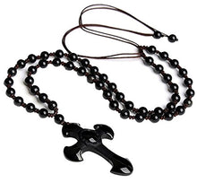 Load image into Gallery viewer, Obsidian Protection Amulet Pendant Necklace for Lord's Prayer Hand Carved Natural Apache Tears (4.8, concave figure)