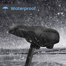 Load image into Gallery viewer, SGODDE Comfortable Bike Seat- Replacement Wide Bicycle Saddle Memory Foam Padded Soft Bike Cushion with Dual Shock Absorbing Rubber Balls Universal Fit for Indoor/Outdoor Bikes with Reflective Strip