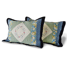 Load image into Gallery viewer, KASENTEX 100% Cotton Sham Floral Patchwork Design, Soft & Machine Washable, Two Standard Shams 20x26, Coastal Blue