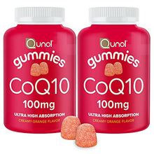Load image into Gallery viewer, CoQ10 Gummies, Qunol CoQ10 100mg, Delicious Gummy Supplements, Helps Support Heart Health, Vegan, Gluten Free, Ultra High Absorption, 2 Month Supply (60 Count, Pack of 2)