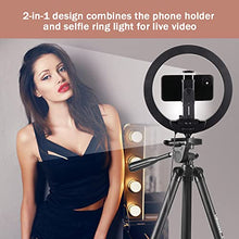 Load image into Gallery viewer, UBeesize 10" Selfie Ring Light with 50" Extendable Tripod Stand & Flexible Phone Holder for Live Stream/Makeup/YouTube Video