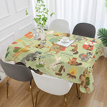 Load image into Gallery viewer, ALAZA Camping Animals Jungle Fox Bear Rabbit Tablecolth Table Cover for Party Dining Room Kitchen Decor,54 X 72,Stain and Wrinkle Resistant Washable Rectangle Table Cloth