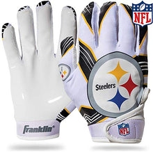 Load image into Gallery viewer, Franklin Sports Youth Football Receiver Gloves For Kids, NFL Team Logos and Silicone Palm