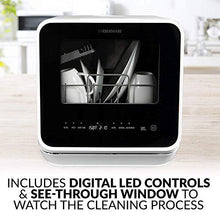 Load image into Gallery viewer, Farberware FDW05ASBWHA Complete Portable Countertop Dishwasher with 5-Liter Built-in Water Tank, 5 Programs, Baby Care, Glass & Fruit Wash-Black/White