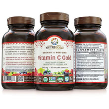 Load image into Gallery viewer, Organic Vitamin C Gold, Whole-food Vitamin C Supplement from Organic Berries and Fruits - NOT Synthetic Ascorbic Acid, 240 mg, 90 Capsules (Corn-free, Certified Organic, Vegan, Kosher, Non-GMO)