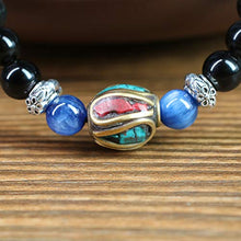 Load image into Gallery viewer, COAI Multilayer Blue Kyanite and Obsidian Malas Prayer Beads Bracelet
