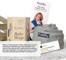 Load image into Gallery viewer, 9-in-1 CuddleBug Baby Wrap Sling + Carrier - Newborns & Toddlers up to 36 lbs - Hands Free - Gentle, Stretch Fabric - Ideal for Baby Showers - One Size Fits All (Grey)