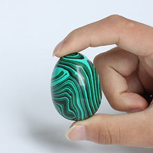 Load image into Gallery viewer, 2 Inches Malachite Gemstone Carved Eggs Polished Botryoidal Quartz Reiki Crafts Crystal with Wood Stand