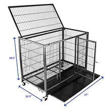 Load image into Gallery viewer, Homey Pet 37" Heavy Duty Metal Open Top Cage w/Floor Grid, Casters and Tray
