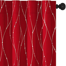 Load image into Gallery viewer, Deconovo Blackout Back Tab and Rod Pocket Curtains Drapes for Sliding Glass Door, 95 Inches Long, Pack of 2 - Light Blocking Curtains with Wave Line Dots Pattern (52 x 95 Inch, Red, 2 Panels)
