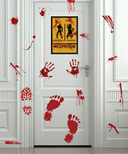 Load image into Gallery viewer, jollylife 126PCS Bloody Footprints Floor Clings - Halloween Handprint Zombie Restroom Sign Decals Vampire Party Decorations Stickers Wall Supplies(14 Sheets)