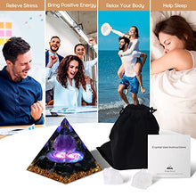 Load image into Gallery viewer, Hopeseed Orgone Pyramid for Positive Energy, Orgonite Amethyst&Obsidian Healing Crystal Pyramids for Reduce Stress Chakra Reiki Healing Meditation Attracts Lucky and Success