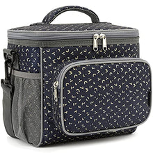 Load image into Gallery viewer, FlowFly Insulated Reusable Lunch Bag Adult Large Lunch Box for Women and Men with Adjustable Shoulder Strap Front Zipper Pocket and Dual Large Mesh Side Pockets, Royal