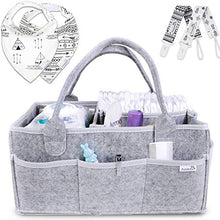 Load image into Gallery viewer, Putska Baby Diaper Caddy Organizer: Portable Holder Bag for Changing Table and Car, Nursery Essentials Storage bins gifts with 2 Pacifier Clips, 2 Bibs…