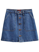 Load image into Gallery viewer, PERSUN Women's Casual Jean Pocket Zip Front Plain A-Line Mini Skirt