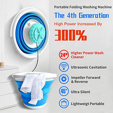 Load image into Gallery viewer, Portable Mini Washing Machine with Foldable Bucket Ultrasonic Vibration Turbine Rotating Folding Washer for Underwear/Underpants/Baby Clothes/Socks